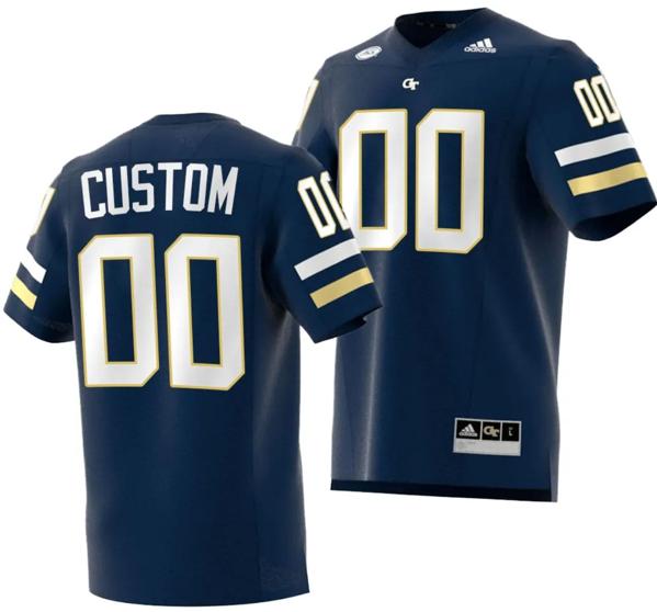 Men's Customized Georgia Tech Yellow Jackets Jersey Name and Number 2023 Premier Football Uniform Navy