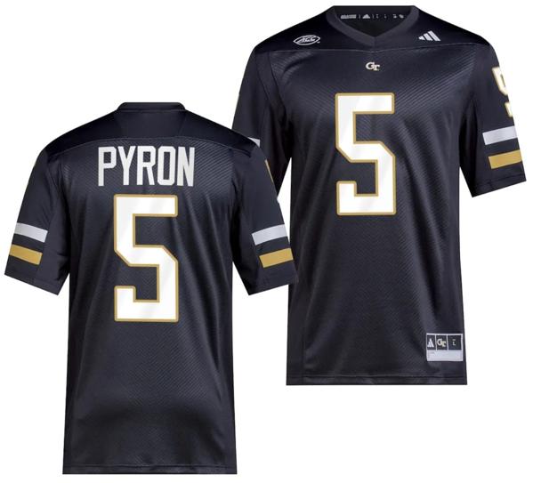 Men's Zach Pyron Jersey #5 Georgia Tech Yellow Jackets 2023 Premier Football Uniform Black