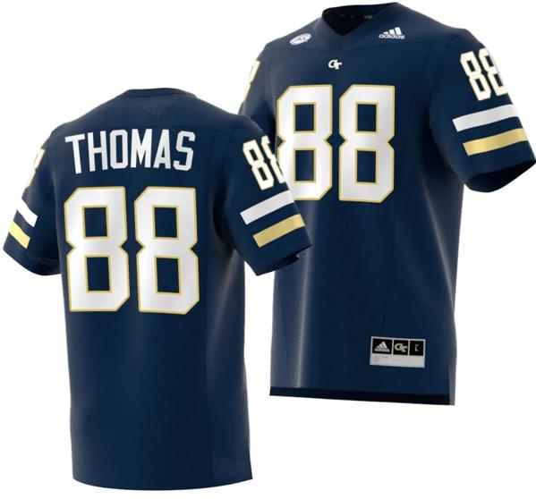 Men's Demaryius Thomas Jersey #88 Georgia Tech Yellow Jackets 2023 Premier Football Uniform Navy