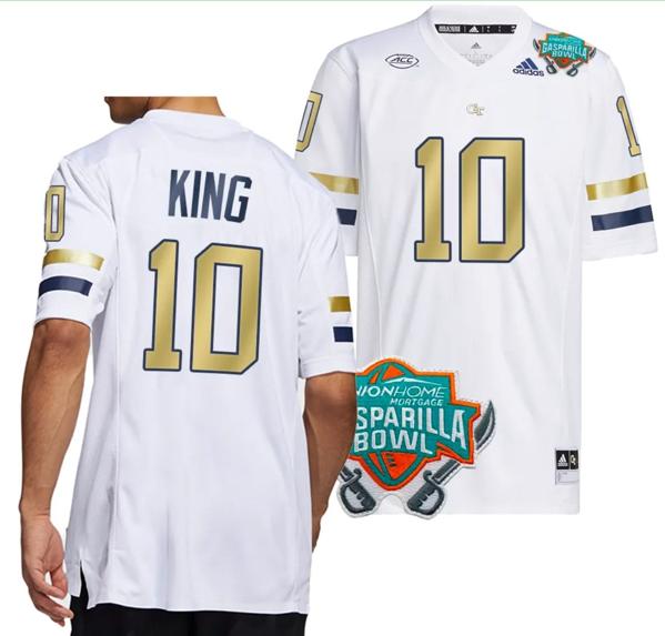 Men's Haynes King Jersey #10 Georgia Tech Yellow Jackets 2023 Gasparilla Bowl Patch Football White