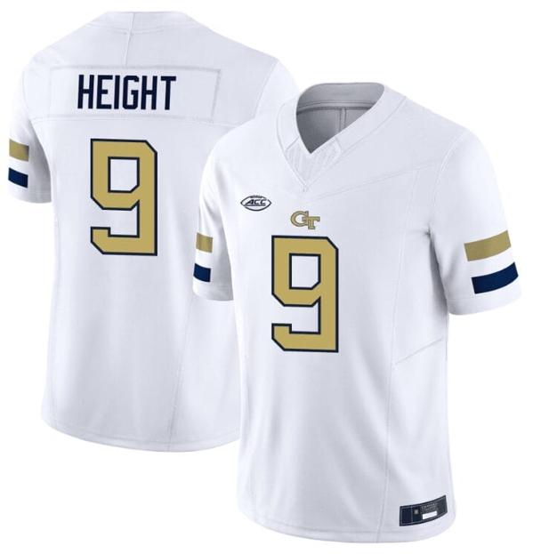 Men's Romello Height Jersey #9 Georgia Tech Yellow Jacket College Football Edition White