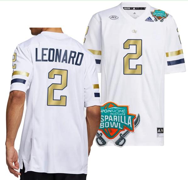 Men's Dylan Leonard Jersey #2 Georgia Tech Yellow Jackets 2023 Gasparilla Bowl Patch Football White