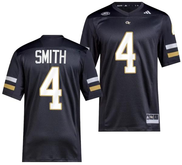 Men's Dontae Smith Jersey #4 Georgia Tech Yellow Jackets 2023 Premier Football Uniform Black