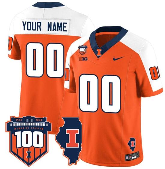 Men's Custom Illinois Fighting Illini Jersey Name and Number Vapor Limited College Football Stitched Orange Alternate