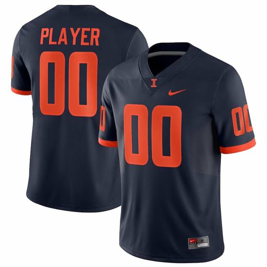 Men's Custom Illinois Fighting Illini Jersey Name and Number College Football Navy