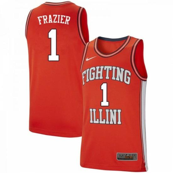 Mens Illinois Fighting Illini Trent Frazier #1 Retro Orange University College Basketball Jerseys