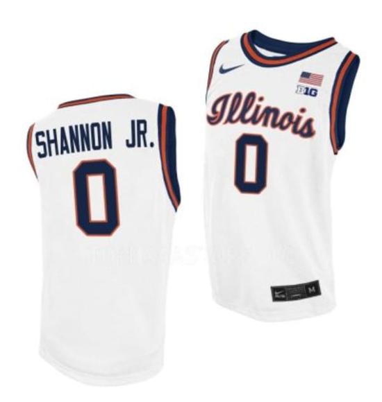 Men's Terrence Shannon Jr Jersey #0 Illinois Fighting Illini College Basketball White