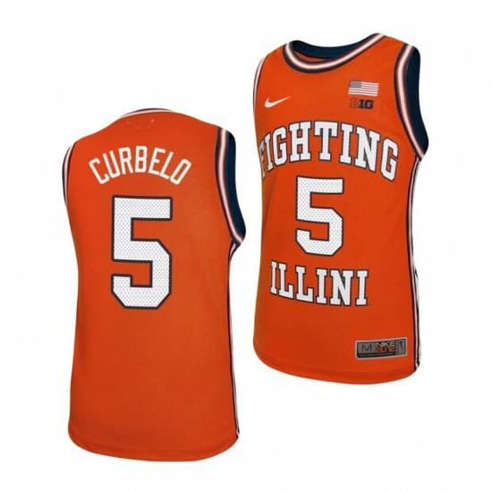 Men's Andre Curbelo Jersey #5 Illinois Fighting Illini College Basketball Replica Jerseys - Orange