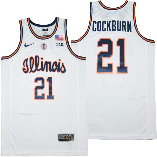 Men's Illinois Fighting Illini #21 Kofi Cockburn NCAA Basketball Jersey White