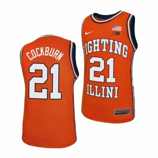 Men's Kofi Cockburn Jersey #21 Illinois Fighting Illini College Basketball Replica Jerseys - Orange