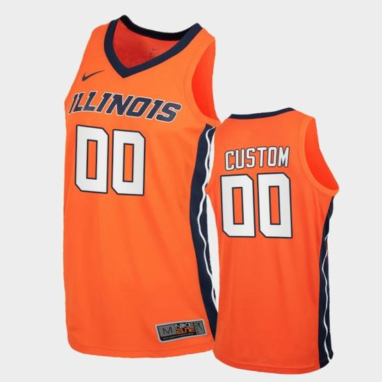 Men's Illinois Fighting Illini Custom Name Number Orange Replica College Basketball Jersey