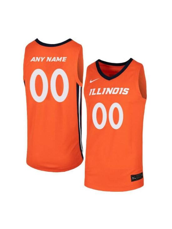 Men's Custom Illinois Fighting Illini Jersey College Basketball Name and Number Elite Orange