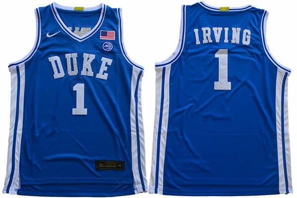 Men's Duke Blue Devils #1 Irving Basketball NCAA Basketball Jersey Blue