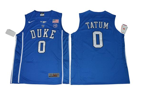 Men's Duke Blue Devils #0 Tatum Basketball NCAA Basketball Jersey Blue