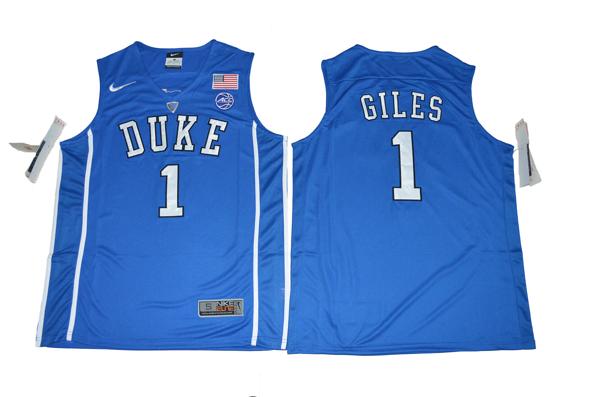 Men's Duke Blue Devils #1 Giles Basketball NCAA Basketball Jersey Blue