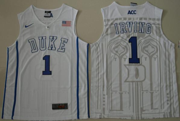 Men's Duke Blue Devils #1 Kyrie Irving Basketball NCAA Basketball Jersey White V-neck