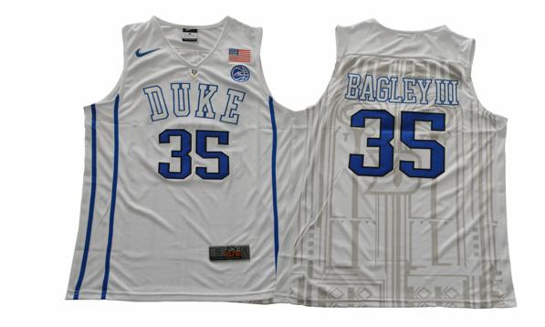 Men's Duke Blue Devils #35 Bagley III Basketball NCAA Basketball Jersey White