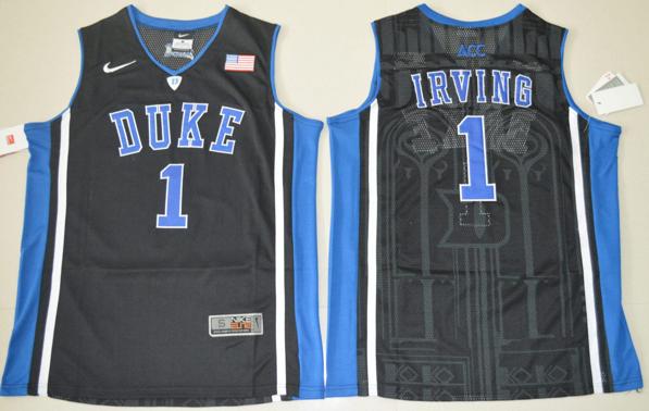 Men's Duke Blue Devils #1 Kyrie Irving Basketball NCAA Basketball Jersey Black Elite