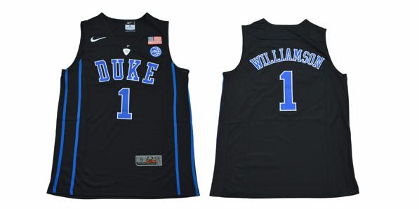 Men's Duke Blue Devils #1 Williamson Basketball NCAA Basketball Jersey Black