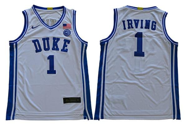 Men's Duke Blue Devils #1 Irving Basketball NCAA Basketball Jersey White