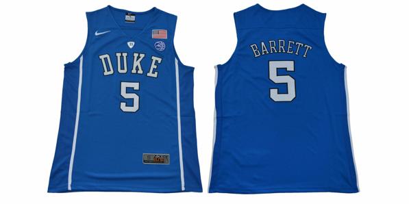 Men's Duke Blue Devils #5 Barrett Basketball NCAA Basketball Jersey Blue