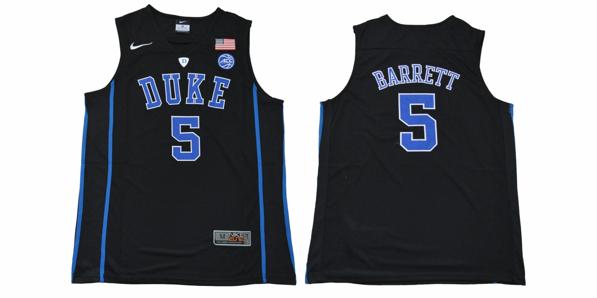 Men's Duke Blue Devils #5 Barrett Basketball NCAA Basketball Jersey Black