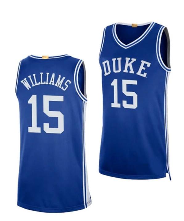 Men's Men's #15 Mark Williams Jersey Duke Blue Devils College Basketball Jerseys Blue