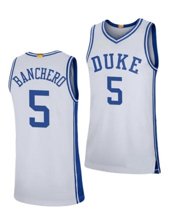 Men's Men's #5 Paolo Banchero Jersey Duke Blue Devils College Basketball Jerseys White