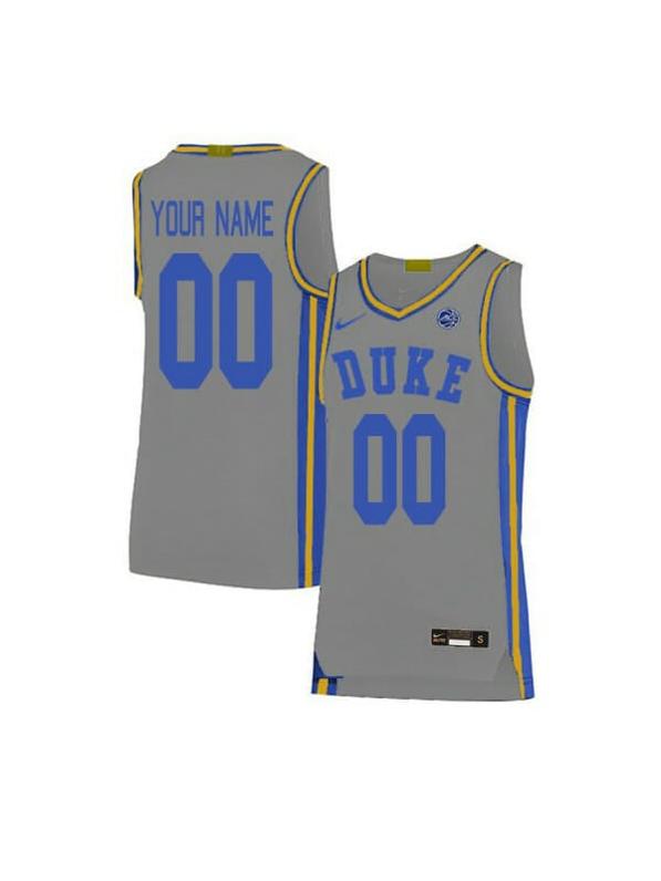 Men's Customized Duke Blue Devils Jersey College Basketball Name and Number Elite Gray