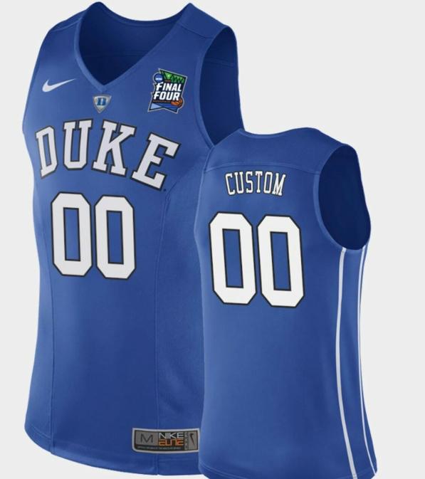 Men's Customized Duke Blue Devils Jersey Name And Number Final Four College Basketball Blue