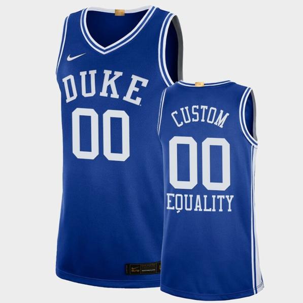 Men's Duke Blue Devils Customized Name Number Blue Equality Social Justice College Basketball Jersey