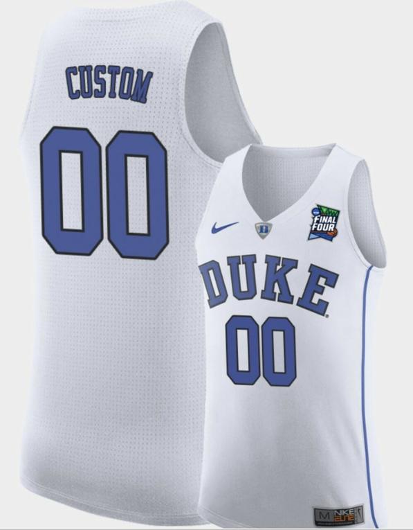 Men's Customized Duke Blue Devils Jersey Name And Number Final-Four College Basketball White