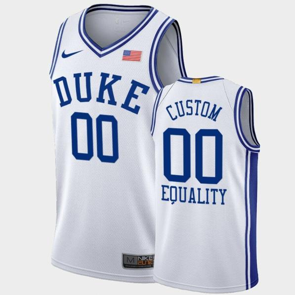 Men's Duke Blue Devils Customized Name Number White Equality College Basketball Blm Social Justice Jersey