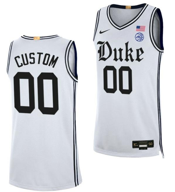 Men's Customized Duke Blue Devils Jersey Name And Number Cameron Brotherhood College Basketball White