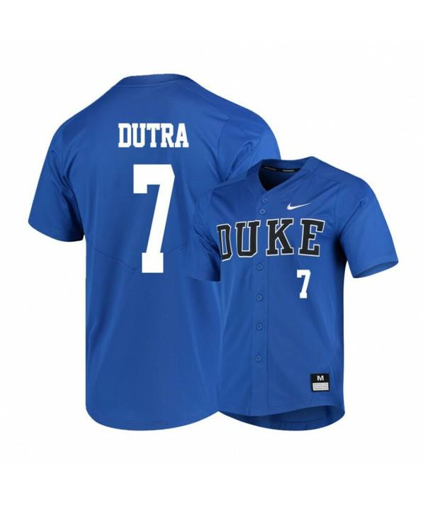 Men's Duke Blue Devils 7 Chris Dutra Blue Elite Baseball Jersey