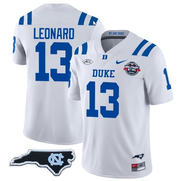 Men's Riley Leonard Jersey #13 Duke Blue Devils Football Limited White - NC State