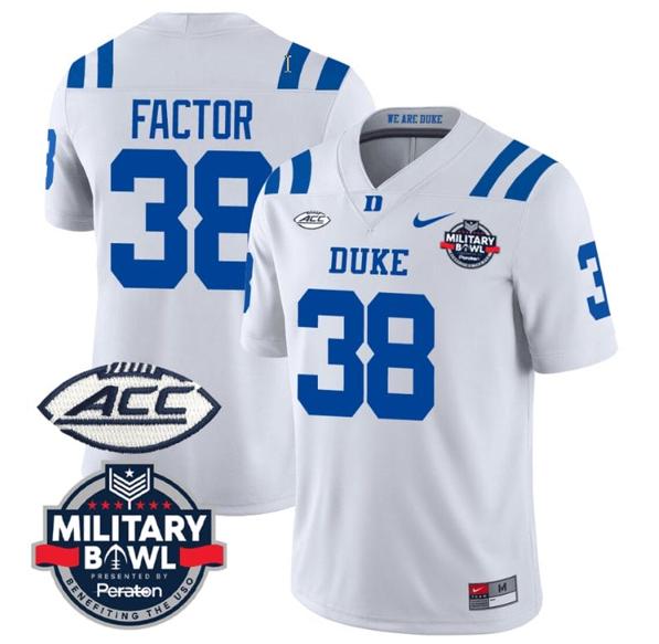 Men's Factor Jersey #38 Duke Blue Devils Football Limited White - Military Bowl