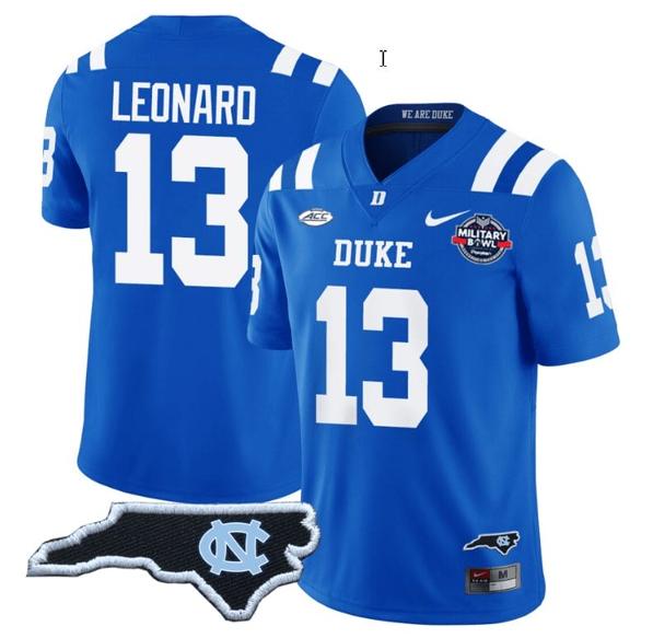 Men's Riley Leonard Jersey #13 Duke Blue Devils Football Limited Royal - NC State