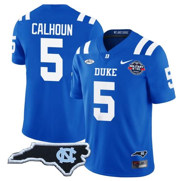 Men's Jalon Calhoun Jersey #5 Duke Blue Devils Football Limited Royal - NC State