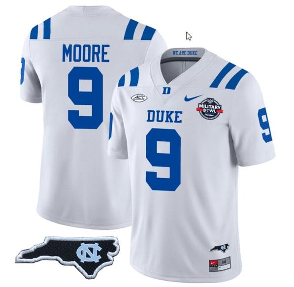 Men's Jaquez Moore Jersey #9 Duke Blue Devils Football Limited White - NC State