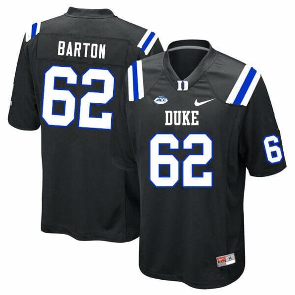 Men's Duke Blue Devils Graham Barton Jersey #62 College Football Black