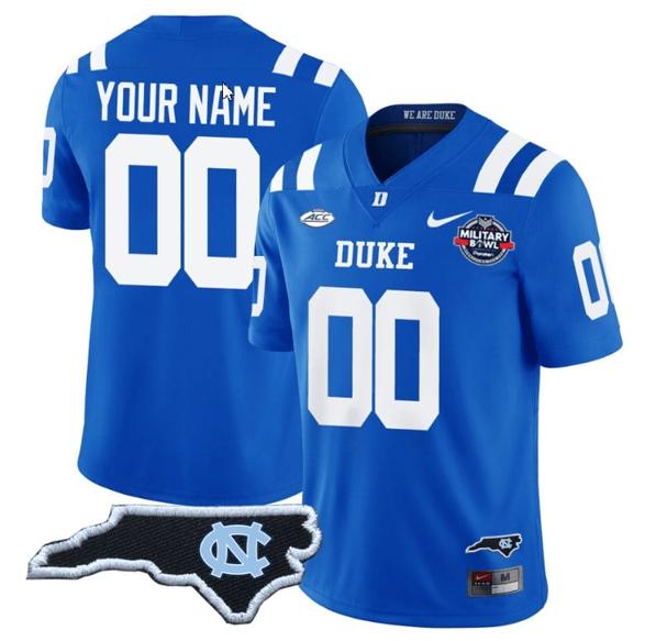 Men's Customized Duke Blue Devils Jersey Name and Number Football Limited Royal - NC State