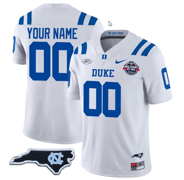 Men's Customized Duke Blue Devils Jersey Name and Number Football Limited White - NC State