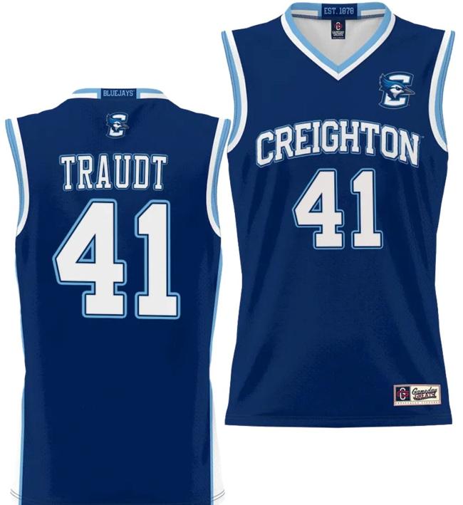 Men's Isaac Traudt Jersey #41 Creighton Bluejays College NIL Basketball Lightweight Blue