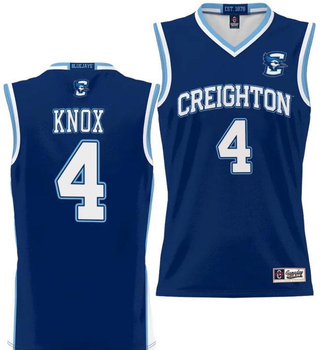 Men's Sterling Knox Jersey #4 Creighton Bluejays College NIL Basketball Lightweight Blue