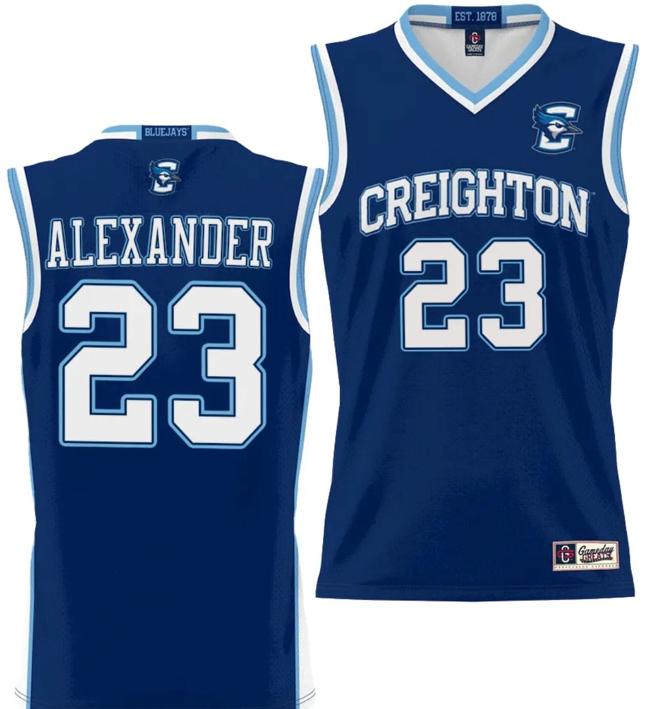 Men's Trey Alexander Jersey #23 Creighton Bluejays College NIL Basketball Lightweight Blue