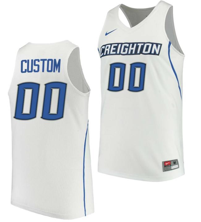 Men's Customized Creighton Bluejays Jersey Name and Number College Basketball Performance White