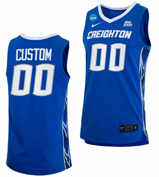 Men's Customized Creighton Bluejays Jersey Name and Number College Basketball 2023 NCAA March Madness Blue