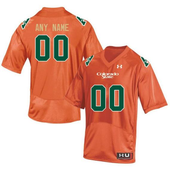 Men's Custom Colorado State Rams Jersey College Football Orange