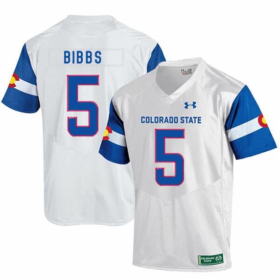 Men's Colorado State Rams #5 Kapri Bibbs NCAA Football Jersey White